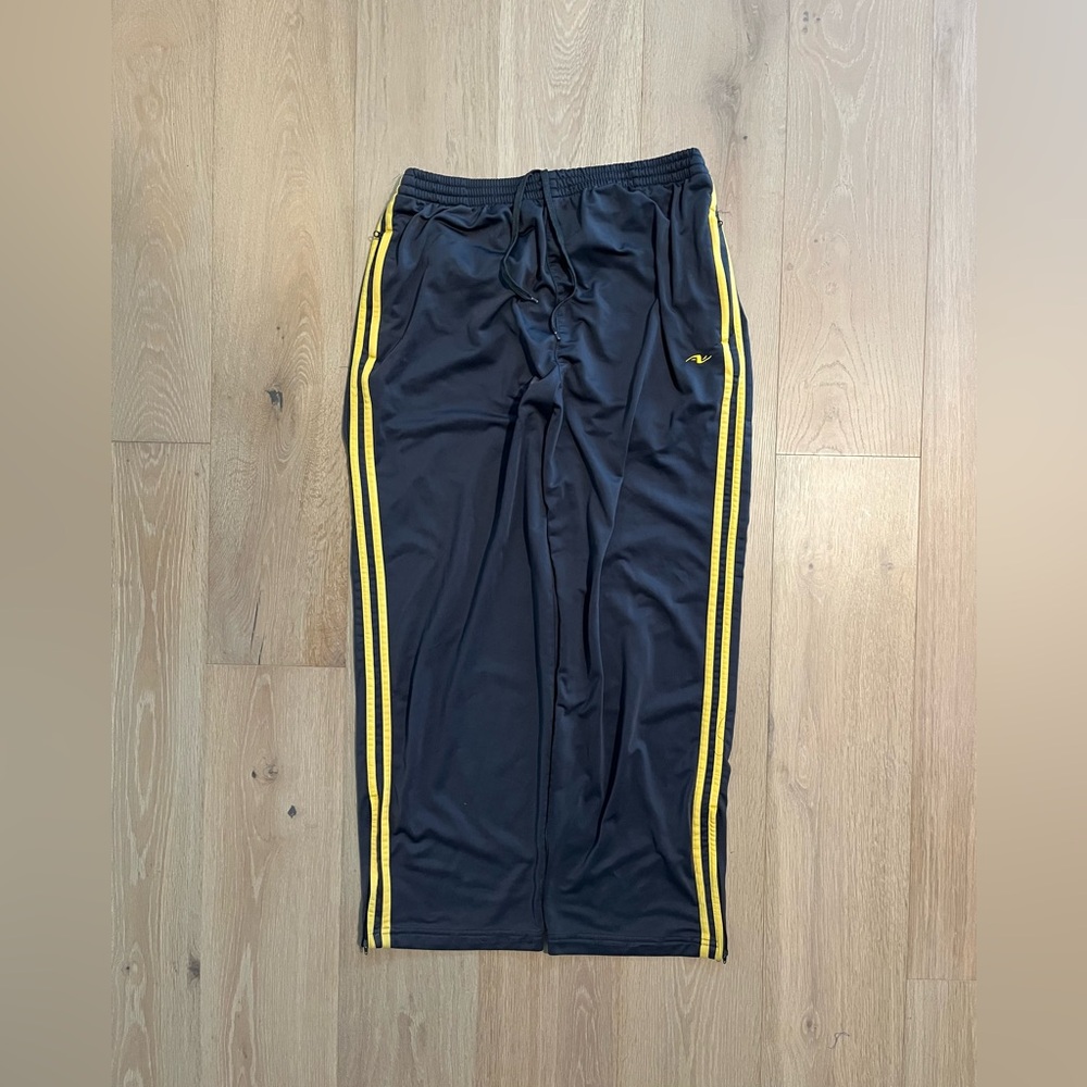 Athletic Works Gray and double yellow striped athletic/workout pants